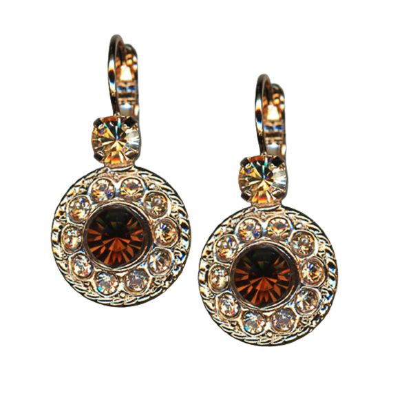 Mariana Earrings Sophisticated Golden Shadow & Smoked Topaz Austrian Crystals Out Of Africa Winter 2021 Coll.