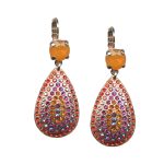 Mariana Earrings Gorgeous Orange Opal, Siam, Fuchsia, & Hyacinth Austrian Crystals Lady Marmalade Songbook Coll. - Image 3