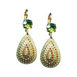 Mariana Earrings Boho Gypsy Jade Green, Pacific Opal, Drk Amber, Peridot, & Turq Austrian Crystals Rising Sun Icons Coll. - Image 3