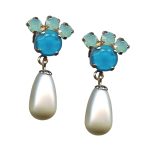 Mariana Earrings Timeless Pearl, Pacific Opal, & Caribbean Blue Opal Austrian Crystals Bahamas Caribbean Life Coll.
