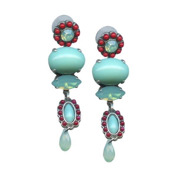 Earrings By Mariana Woman Exquisite Pacific Opal and Turquoise Swarovski Crystals