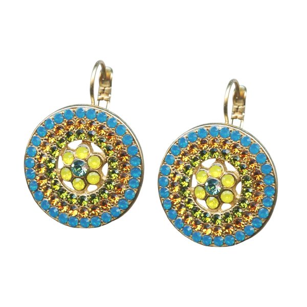 Mariana Earrings Boho Chic Caribbean Blue Opal, Topaz, Olivine, Yellow Opal, & Chrysolite Austrian Crystals Kokomo Songbook Coll.