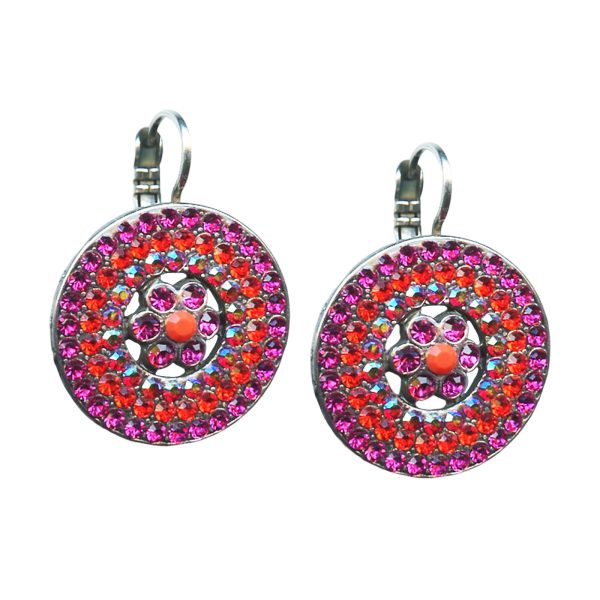 Mariana Earrings Floral Encrusted Fuchsia, Siam, AB, & Coral Austrian Crystals Lady Marmalade Songbook Coll.