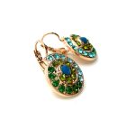 Mariana Earrings Shell Shape Aquamarine, Blue Opal & Apple Green Austrian Crystals Jade Silk Road Coll. - Image 2