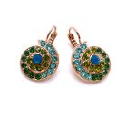Mariana Earrings Shell Shape Aquamarine, Blue Opal & Apple Green Austrian Crystals Jade Silk Road Coll.