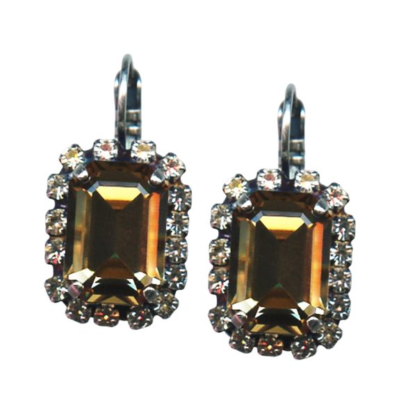 Mariana Earrings Simply Elegant Golden Shadow & Clear Austrian Crystals Kalahari Africa Coll.