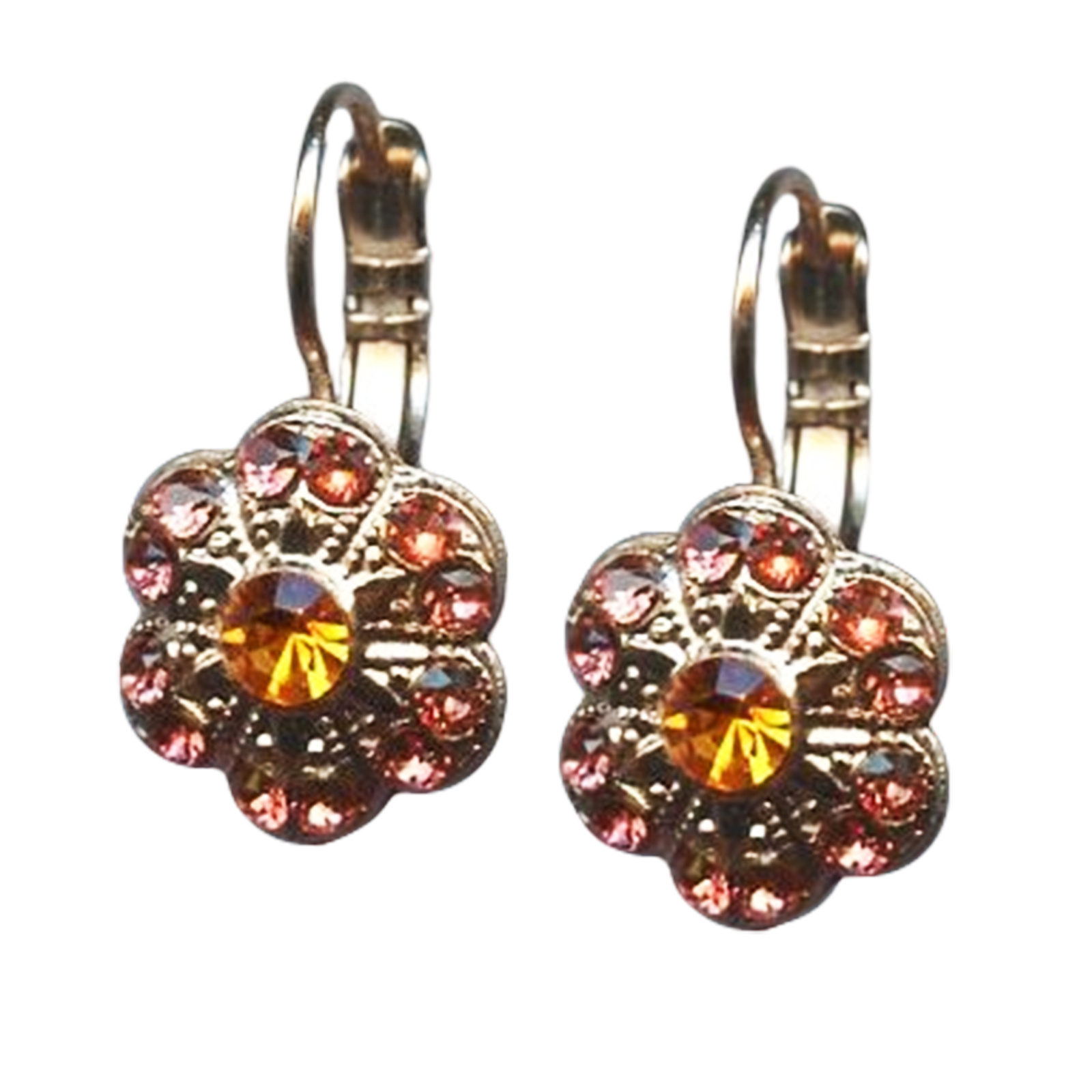 E-1081-542248-RG6(1) Mariana Earrings Adorable Floral Padparadscha & Sun Austrian Crystals My Treasures Coll. - Image 1