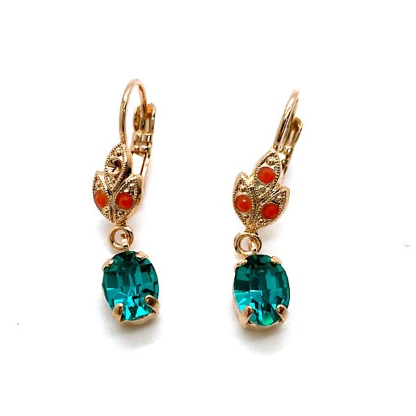 Mariana Earrings Dangling Blue Zircon & Hyacinth Austrian Crystals Romancing In Rio Summer 2022 Coll.