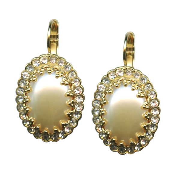 Mariana Earrings Luxurious Pearl & Clear Austrian Crystals On A Clear Day Sweet Summer Coll.