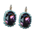Earrings By Mariana Woman Elegant Amethyst and Turquoise Swarovski Crystals