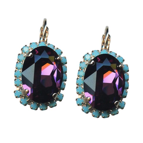 Earrings By Mariana Woman Elegant Amethyst and Turquoise Swarovski Crystals