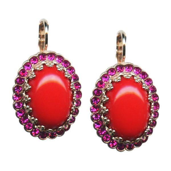 Mariana Earrings Stunning Red Coral & Fuchsia Austrian Crystals Lady Marmalade Songbook Coll.