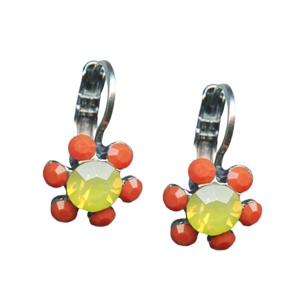 Mariana Earrings Dainty Floral Yellow Opal & Coral Austrian Crystals Masai Africa Coll.