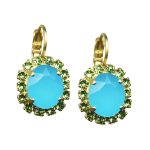 Earrings By Mariana Cocktail Hour Coll. Glamorous Caribbean Blue and Peridot Swarovski Crystals