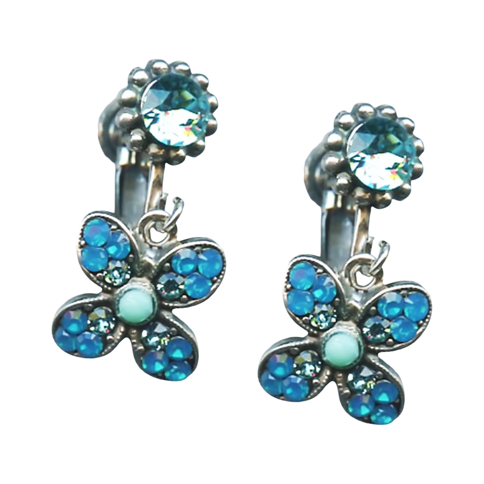 E-1092-1082-SP2(1) Earrings By Mariana Woman Alluring Turquoise and Aquamarine Swarovski Crystals - Image 1