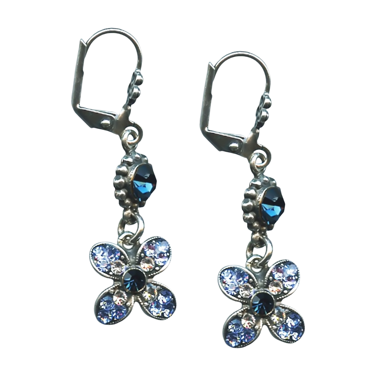 E-1092-21120-SP6(1) Mariana Earrings Gorgeous Montana Blue, Lt Blue, & Clear Austrian Crystals 2016 Spring Coll. - Image 1