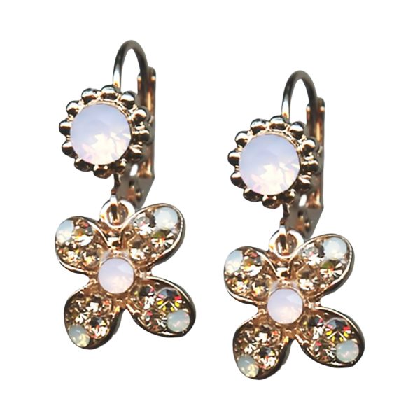 Mariana Earrings Luxurious Pink Opal, White Opal, & Lt Peach Austrian Crystals Afternoon Delight Songbook Coll.