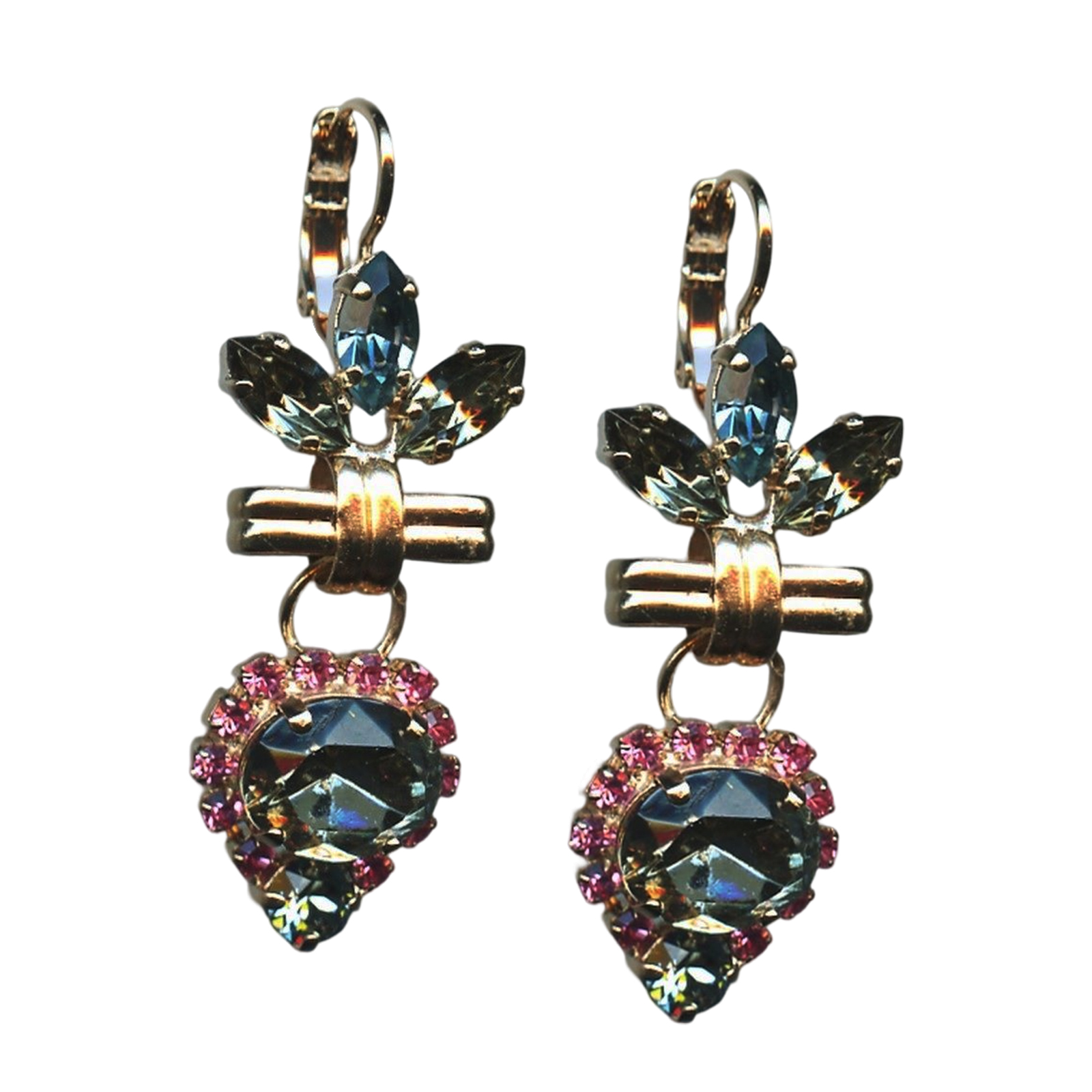 E-1098-2-1083-RG6(1) Mariana Earrings Elegant Silver Night, Denim Blue, & Lt Rose Austrian Crystals Madagascar Africa Coll. - Image 1