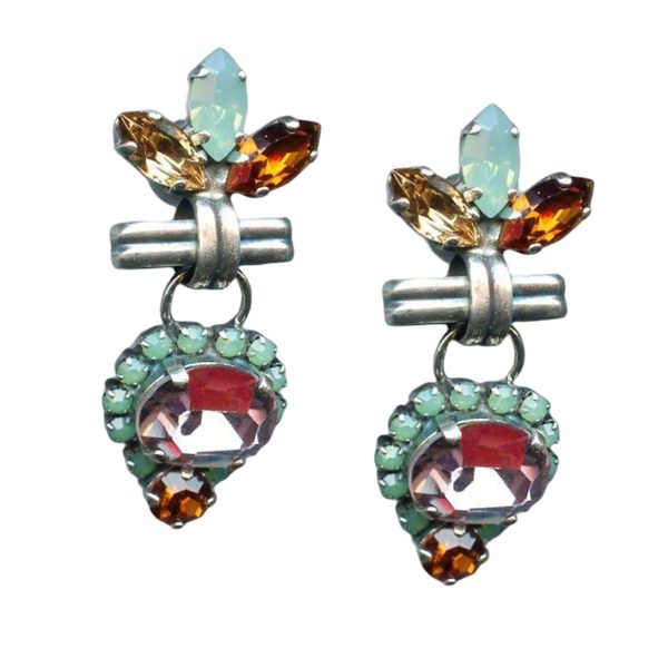 Mariana Earrings Gorgeous Pacific Opal, Golden Shadow, Lt Rose, & Topaz Austrian Crystals My Treasures Coll.