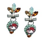 Mariana Earrings Gorgeous Pacific Opal, Golden Shadow, Lt Rose, & Topaz Austrian Crystals My Treasures Coll. - Image 2