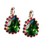 Mariana Earrings Precious Emerald & Siam Austrian Crystals Fantasy Nirvana Coll.