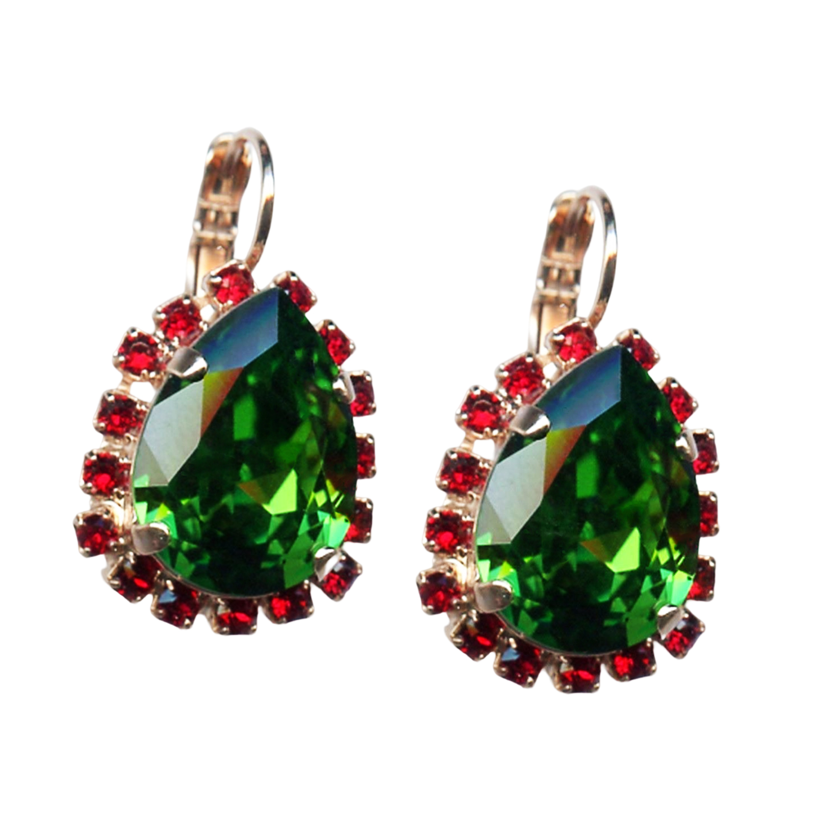 E-1098-3-1037-RG6(1) Mariana Earrings Precious Emerald & Siam Austrian Crystals Fantasy Nirvana Coll. - Image 1