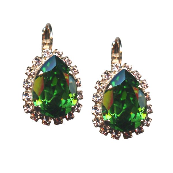 Earrings By Mariana Woman Charming Forest Green and Lt Rose Swarovski Crystals