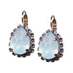 Mariana Earrings Exquisite White Opal & Tanzanite Austrian Crystals Purple Rain Cocktail Hour Coll.