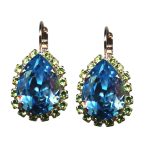 Mariana Earrings Gorgeous Sapphire & Peridot Austrian Crystals Caprioska Cocktail Hour Coll.