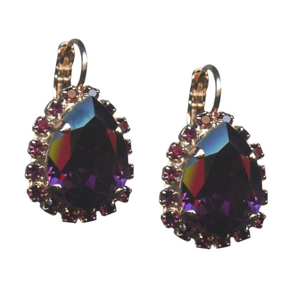 Mariana Earrings Sophisticated Purple Velvet Austrian Crystals Bohemian Rhapsody Songbook Coll.