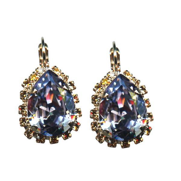 Mariana Earrings Gorgeous Blue Shade & Golden Shadow Austrian Crystals Rhapsode Odyssey Coll.