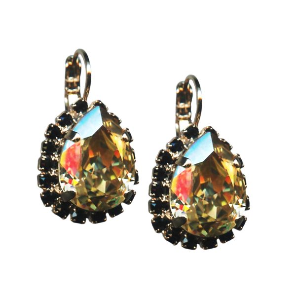 Mariana Earrings Elegant Golden Shadow & Jet Black Austrian Crystals Adeline Odyssey Coll.