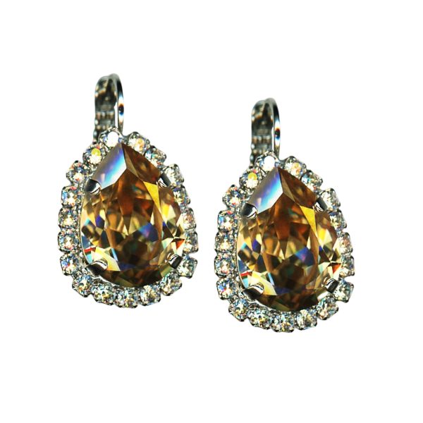 Mariana Earrings Precious Golden Shadow & Moonlight Austrian Crystals Peace Joy Of Life Coll.