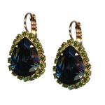 Mariana Earrings Sophisticated Montana Blue & Olivine Austrian Crystals Atlantis Under The Sea Winter 2021 Coll. - Image 3