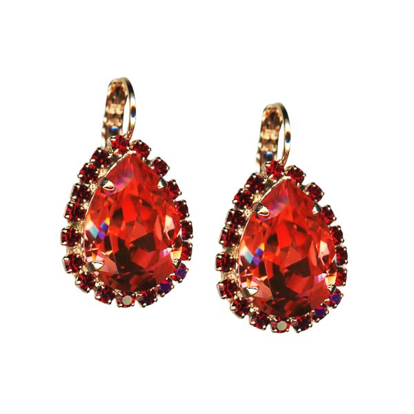 Mariana Earrings Alluring Padparadscha & Siam Austrian Crystals Sorbet Delight Winter 2021 Coll.