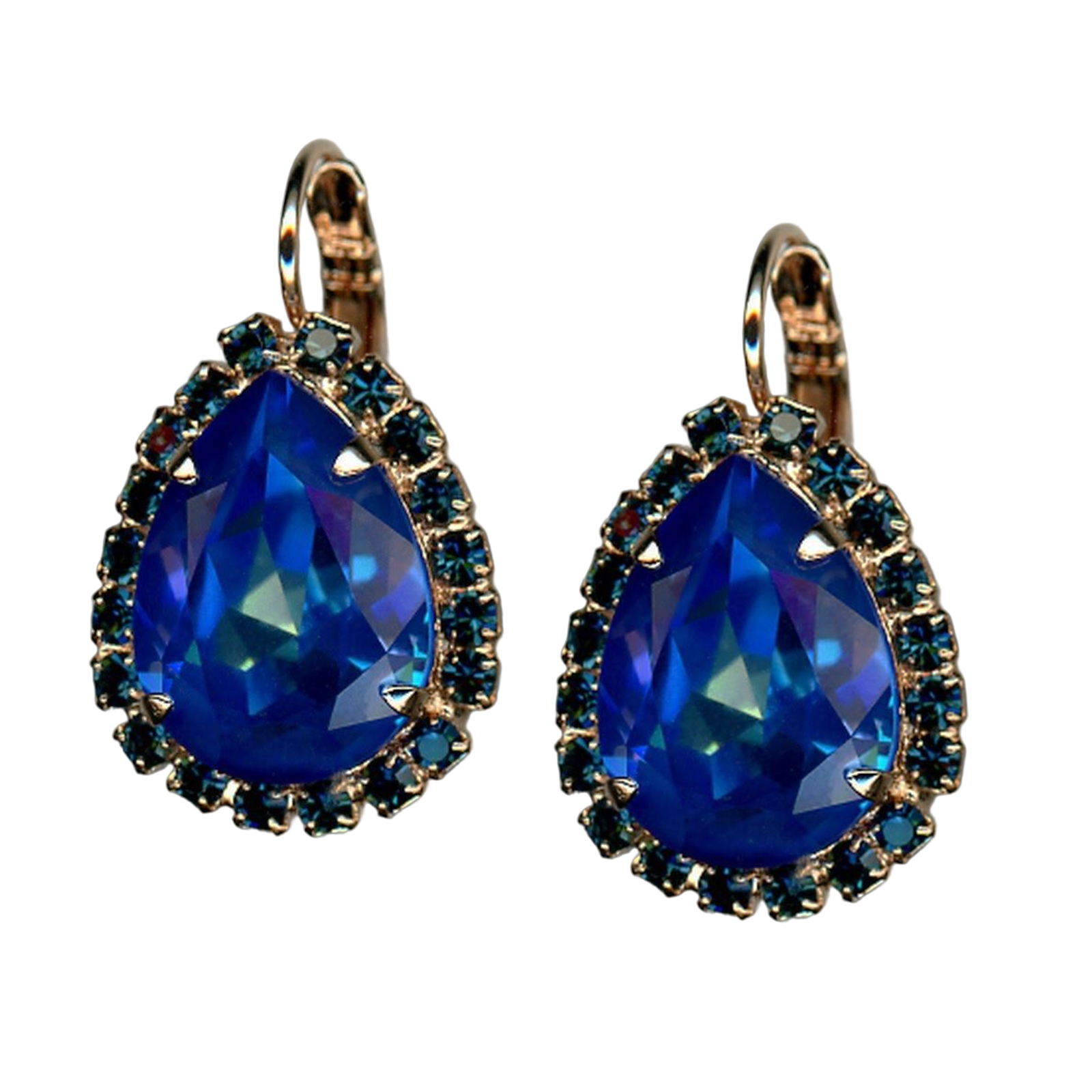 E-1098-3-1137-RG6(1) Mariana Earrings Exquisite Capri Blue & Montana Blue Austrian Crystals Sleepytime Tea Time Coll. - Image 1