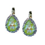 Mariana Earrings Shimmering Sun Kissed Peridot & Violet Austrian Crystals Matcha Tea Time Coll. - Image 3