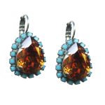 Mariana Earrings Beautiful Orange & Turquoise Austrian Crystals My Treasures Coll. - Image 2