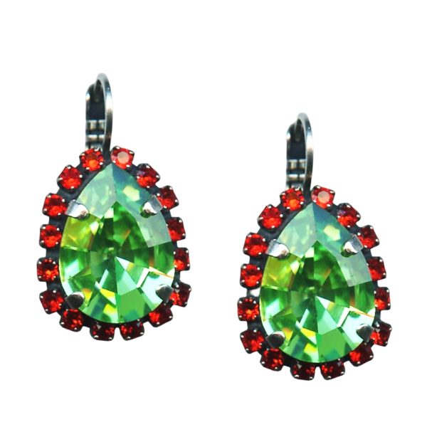 Mariana Earrings Sassy Grass Green & Orange Austrian Crystals Tiger Lily East Meets West Coll.