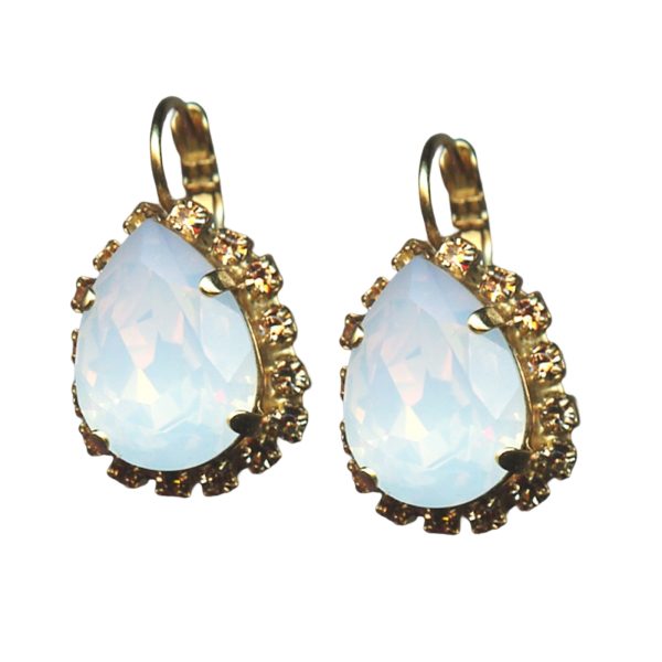 Mariana Earrings Luxurious White Opal & Golden Shadow Austrian Crystals Sandman Songbook Coll.