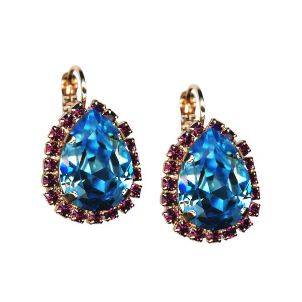 Mariana Earrings Sophisticated Aquamarine & Amethyst Austrian Crystals Cotton Candy The Sweet Life Coll.