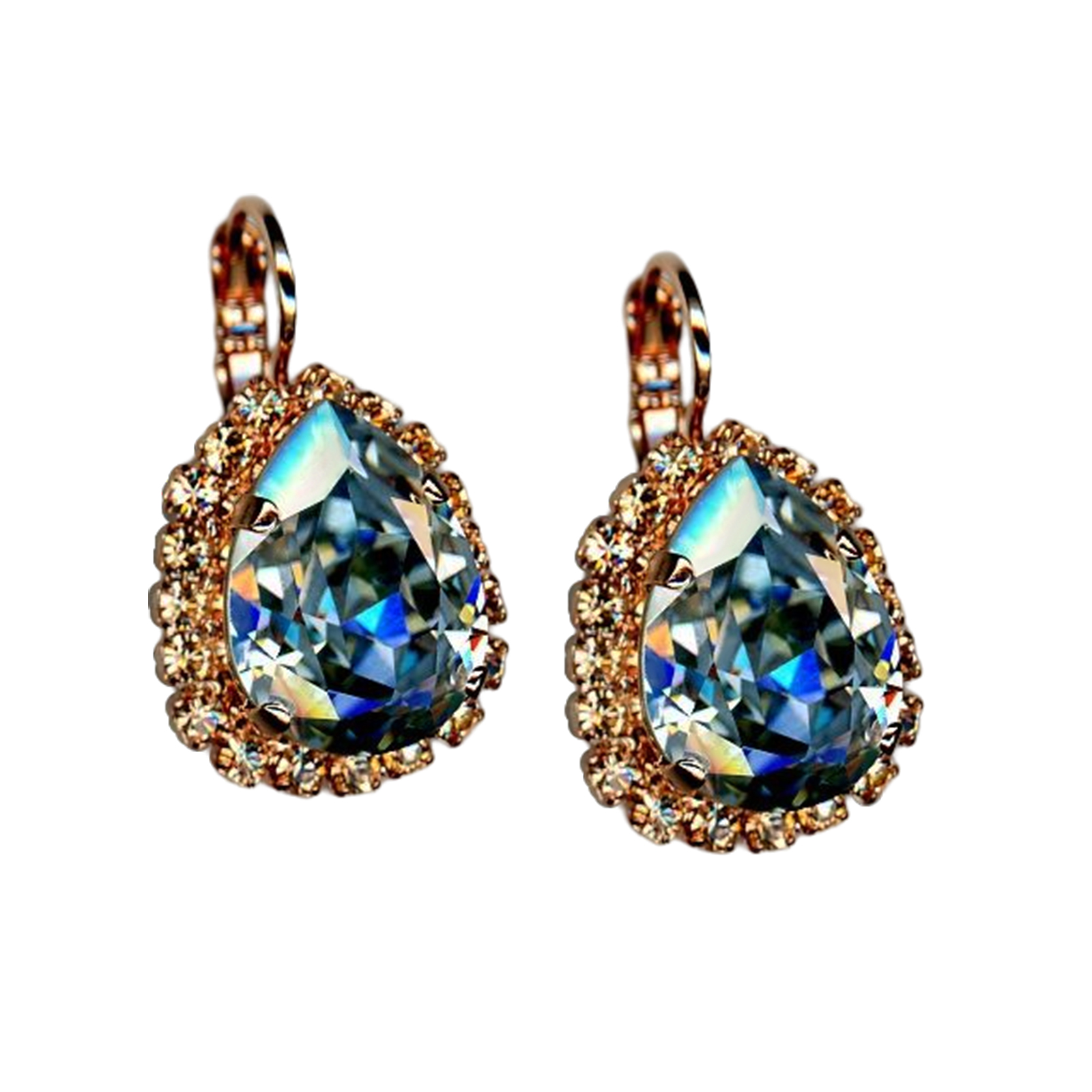 E-1098-3-1913-RG6(1) Mariana Earrings Exude Elegance Silver Night & Golden Shadow Austrian Crystals My Treasures Coll. - Image 1