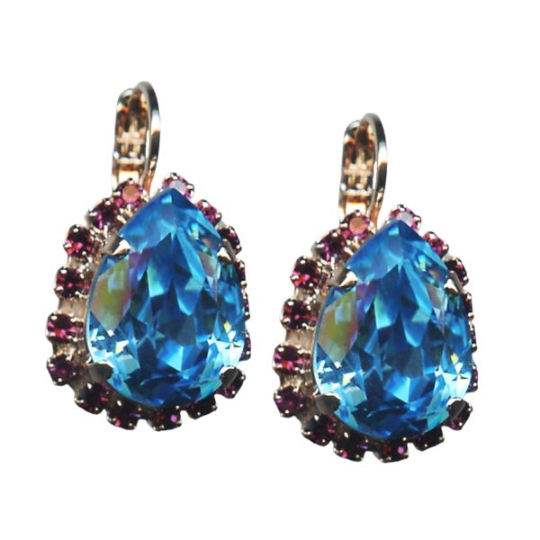 Mariana Earrings Charming Aquamarine & Amethyst Austrian Crystals My Treasures Coll.