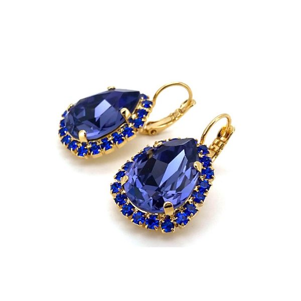 Earrings By Mariana Woman Luxurious Tanzanite and Sapphire Swarovski Crystals