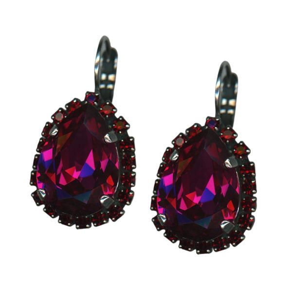 Mariana Earrings Sophisticated Fuchsia & Siam Austrian Crystals My Treasures Coll.