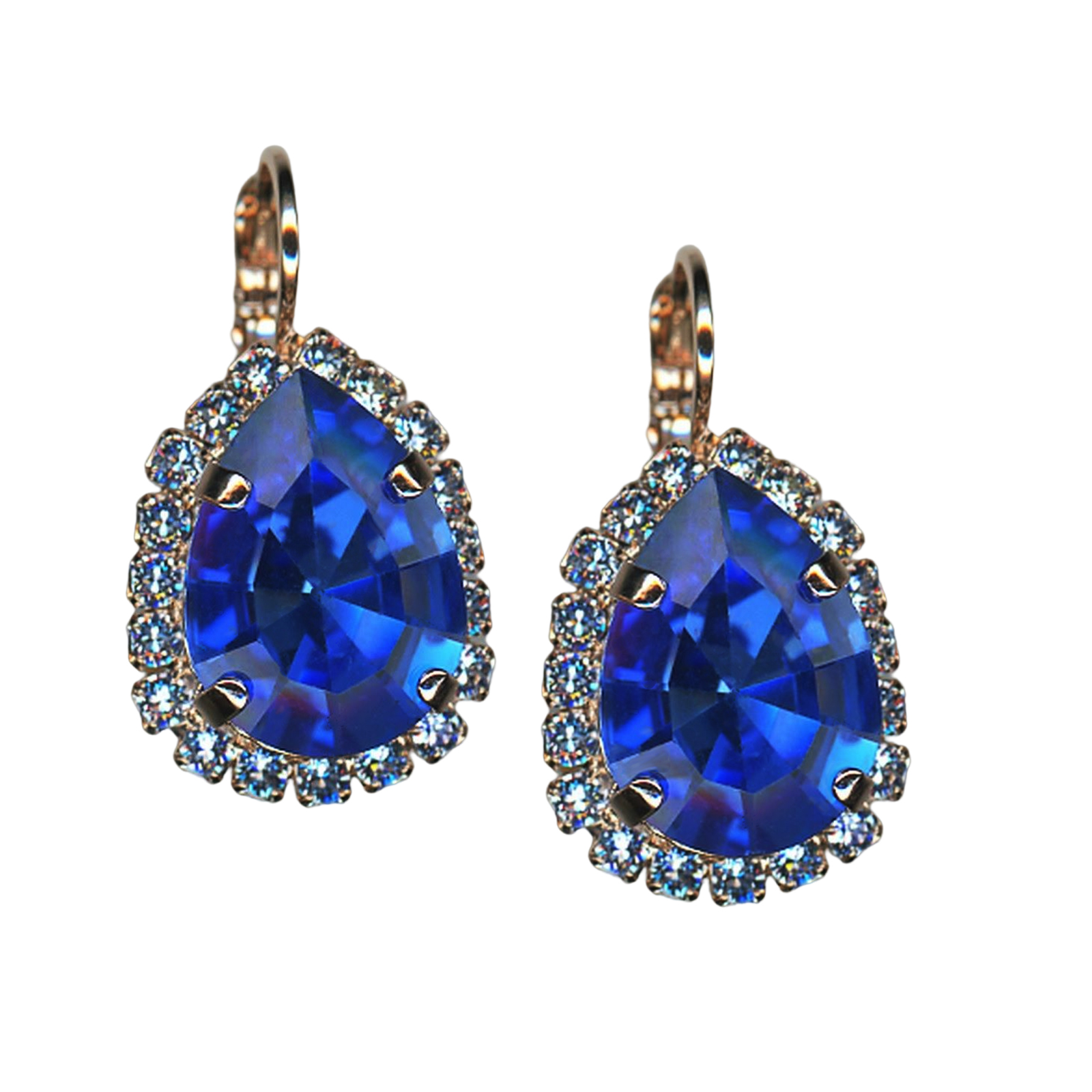 E-1098-3-211206-RG6(1) Mariana Earrings Exquisitely Elegant Sapphire & Lt Sapphire Austrian Crystals My Treasures Coll. - Image 1