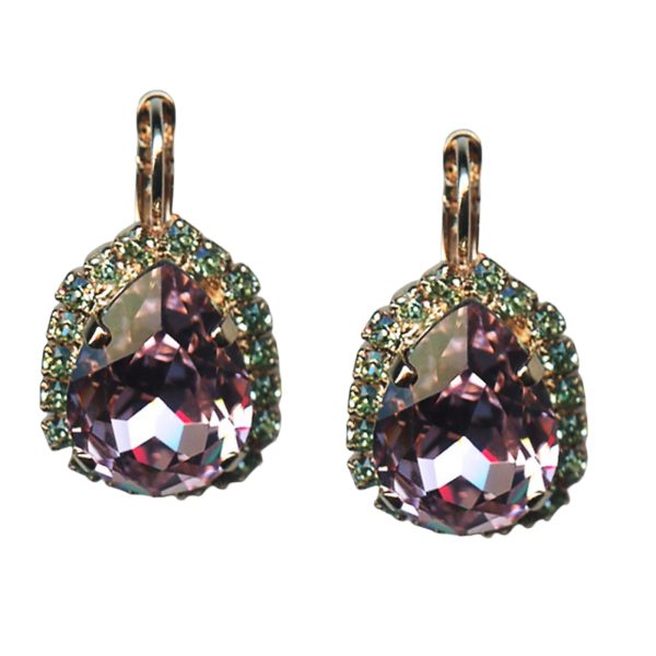 Mariana Earrings Lovely Lt Rose & Chrysolite Austrian Crystals Spring Flowers Nature Coll.