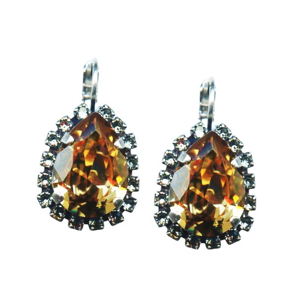Earrings By Mariana Woman Fab Amber and Clear Swarovski Crystals
