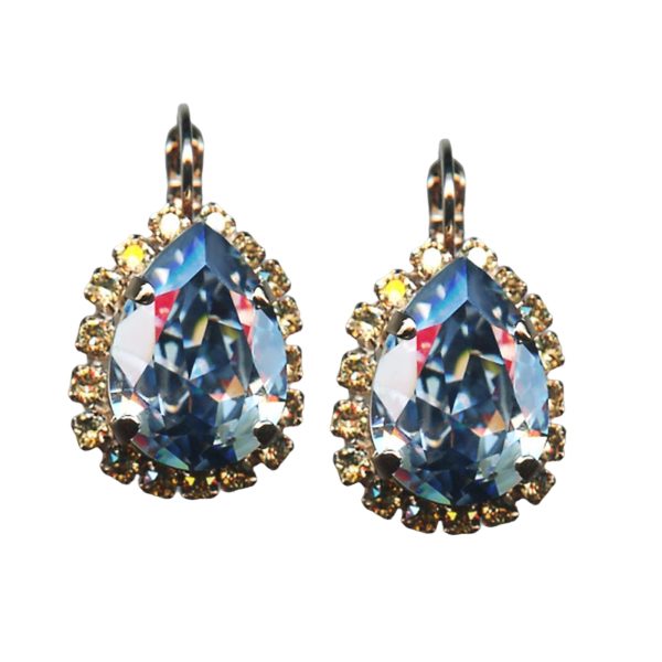 Mariana Earrings Luxurious Blue Shade & Golden Shadow Austrian Crystals My Treasures Coll.