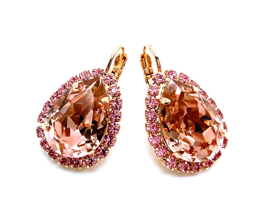 E-1098-3-223319-RG6 (3) Earrings By Mariana Woman Precious Vintage Rose and Lt Rose Swarovski Crystals - Image 1